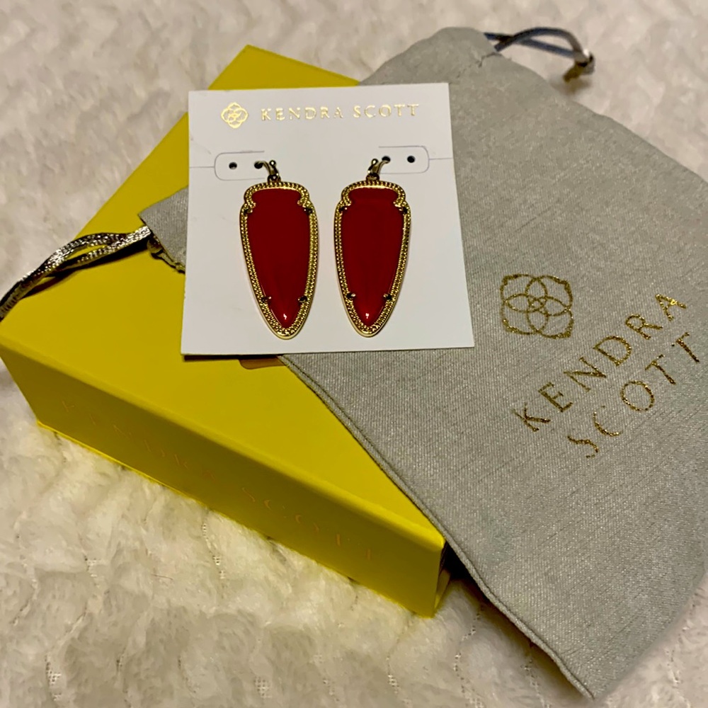 Kendra Scott red and gold earrings